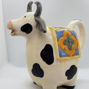 Ceramic Vintage Hand Painted Cow Milk/Juice Pitcher